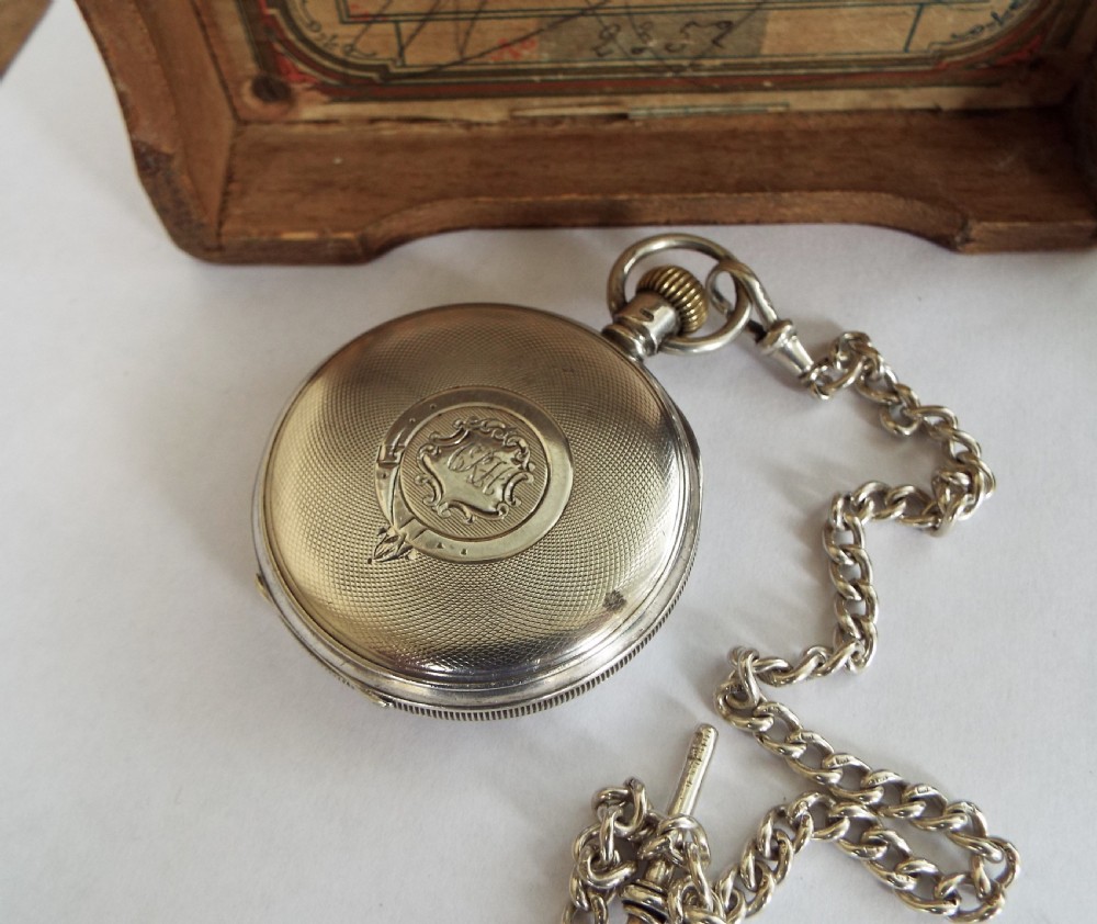 Antique silver Waltham Marquis pocket watch and chain View II