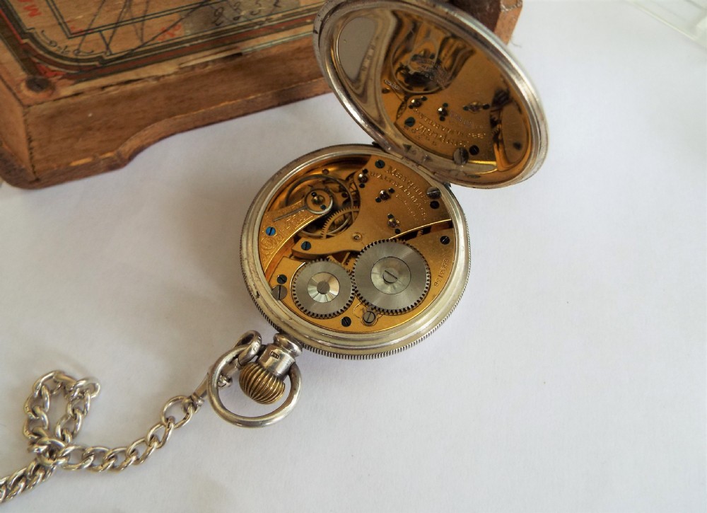 Antique silver Waltham Marquis pocket watch and chain View III