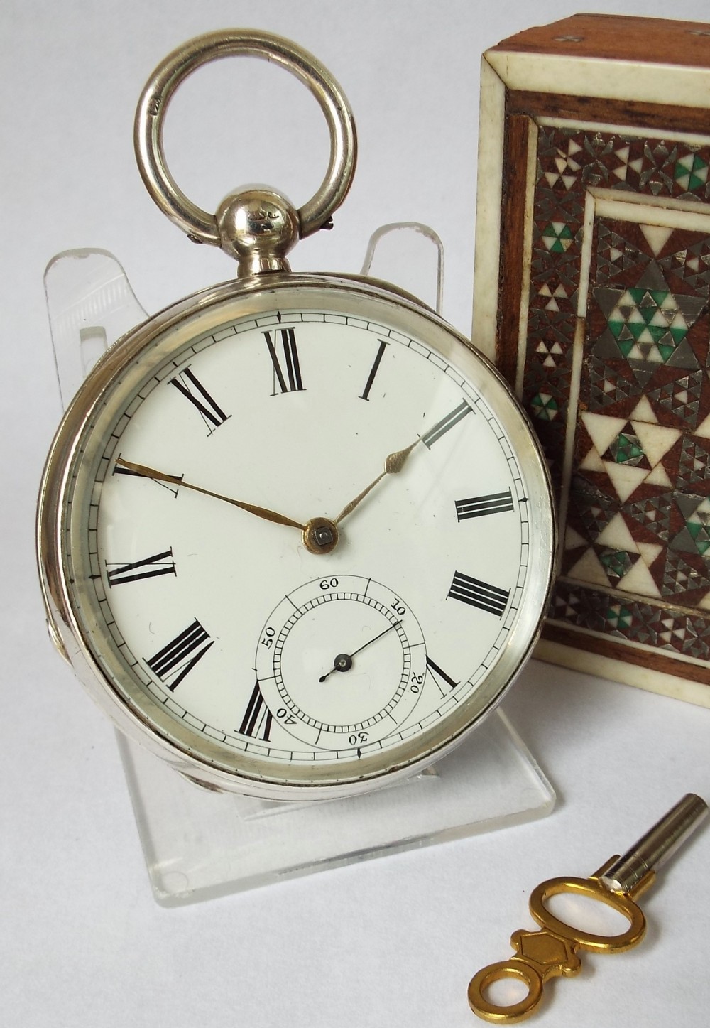 An antique silver Waltham pocket watch 1885.