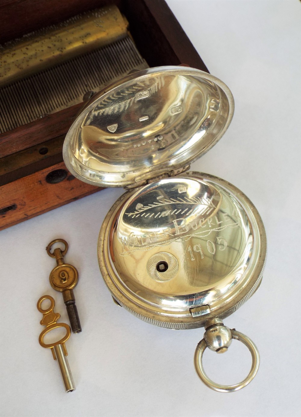 Antique silver Lancashire Watch Co pocket watch View V