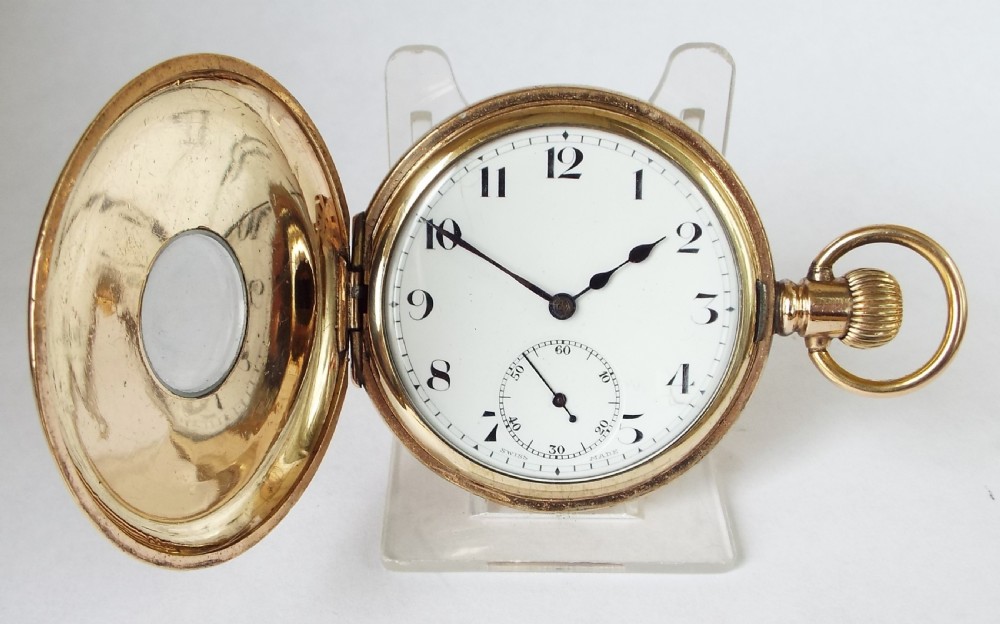 A 1920s Cyma half hunter pocket watch. View III
