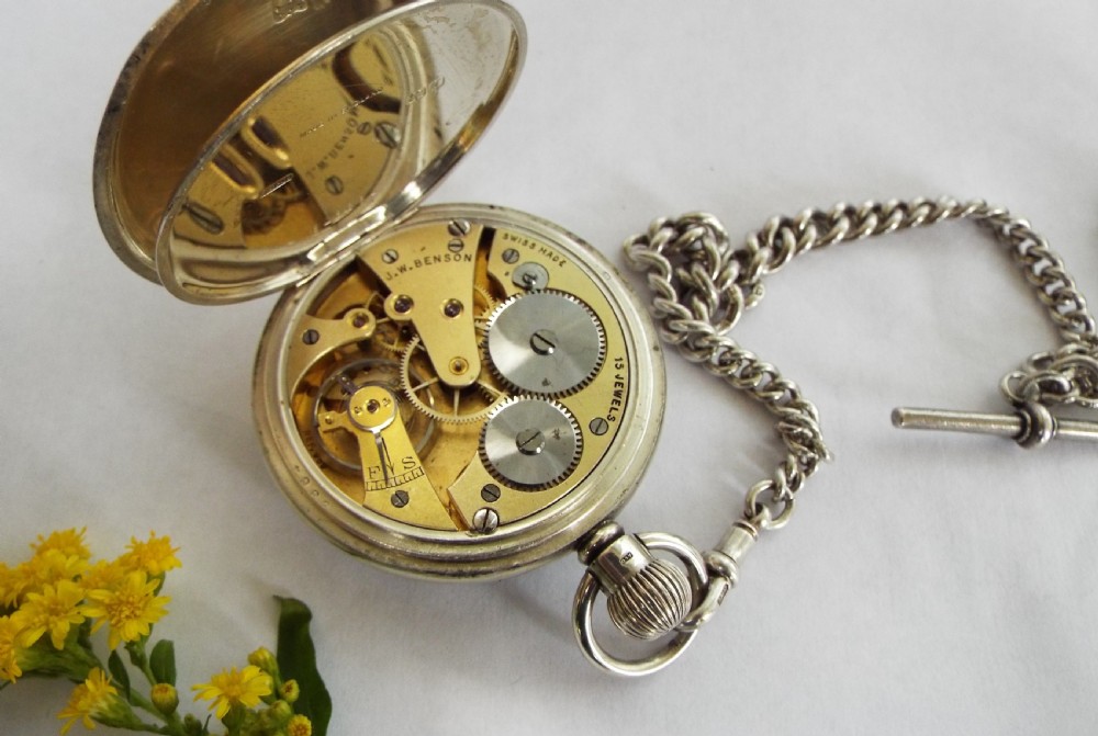 1933 Cyma silver pocket watch from J W Benson View V