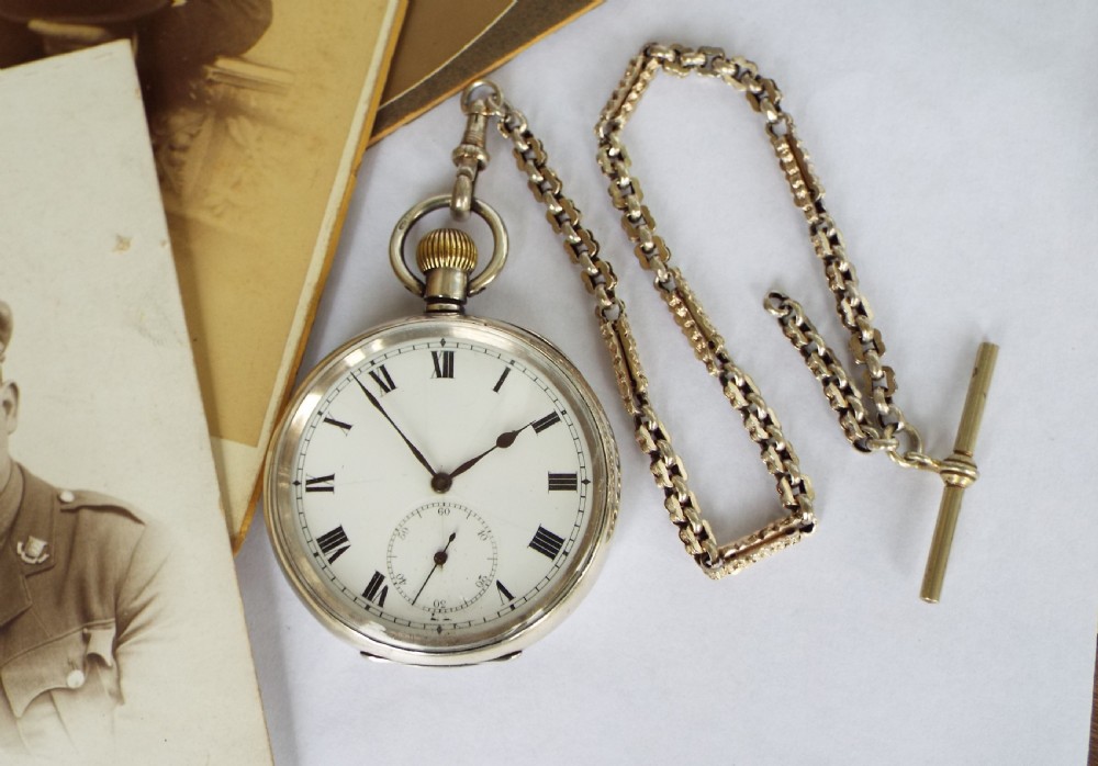 Antique Swiss silver pocket watch, 1918 View II