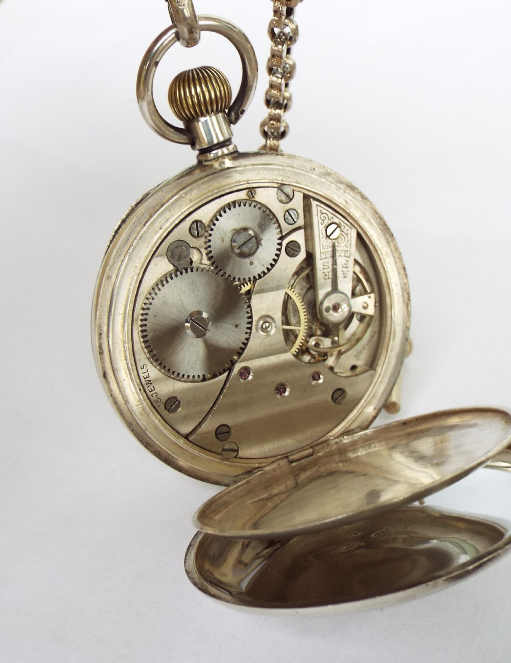 Antique Swiss silver pocket watch, 1918 View IV