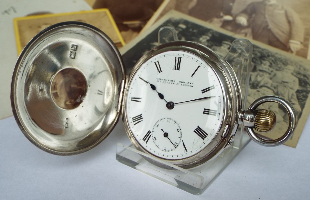 Antique English silver half hunter pocket watch