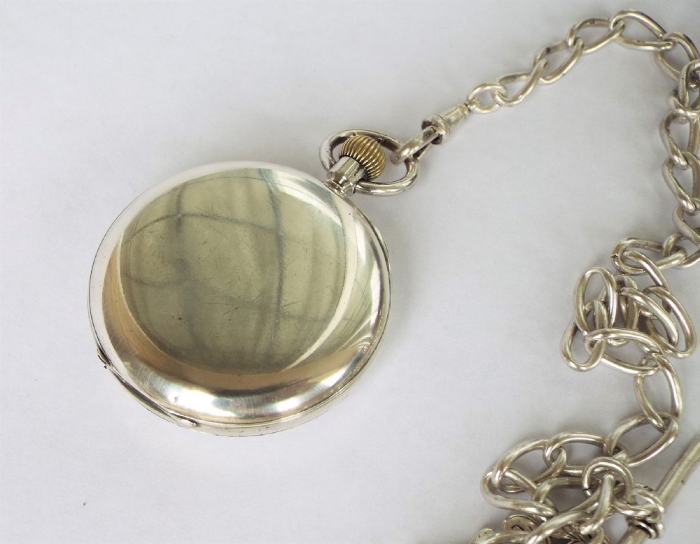 Antique silver Errington pocket watch, 1893, and single albert View III