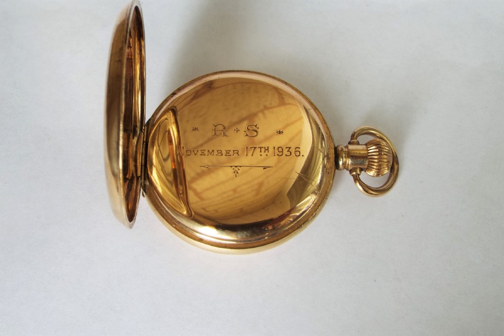 1930s Cyma Rambler half hunter pocket watch View V