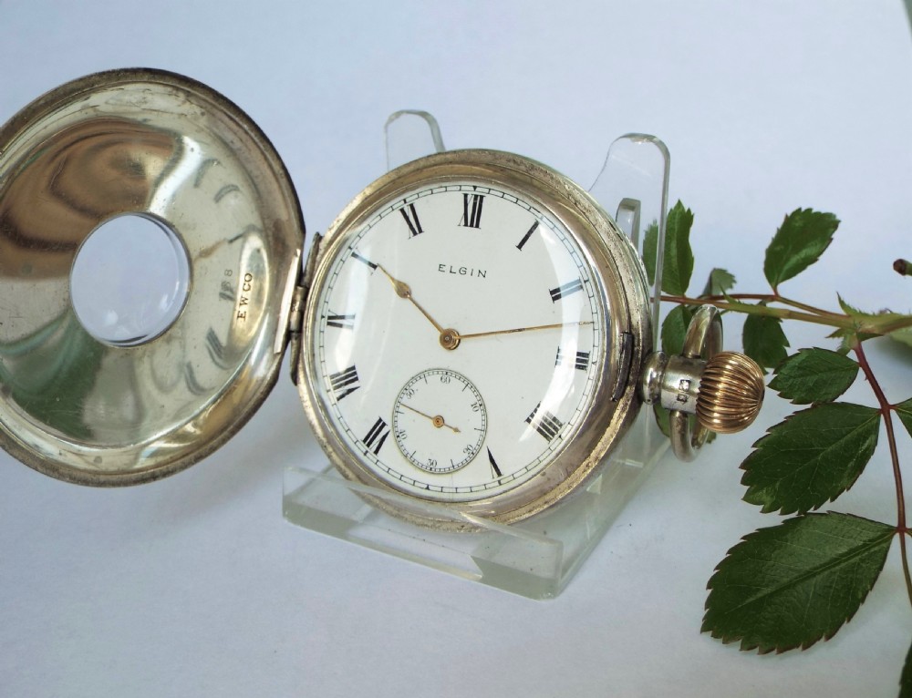 Antique silver half hunter pocket watch
