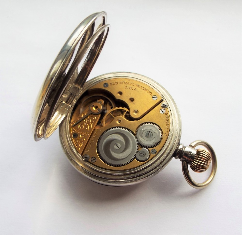 Antique silver half hunter pocket watch View III