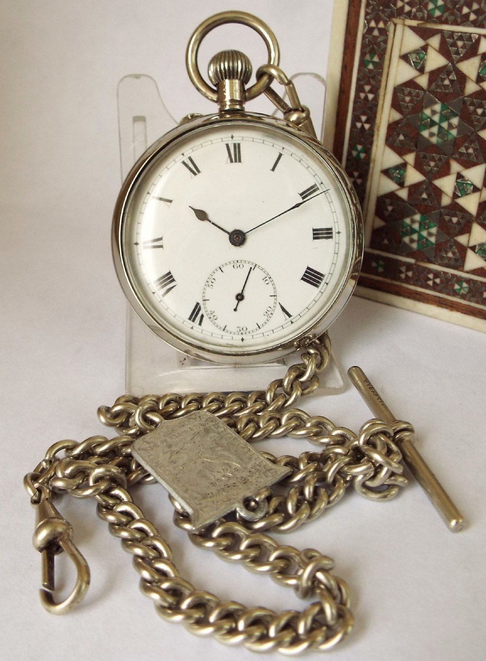 Antique Baume & Co pocket watch & chain.