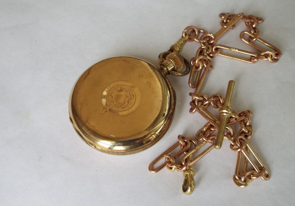 Antique Waltham pocket watch and double albert View III