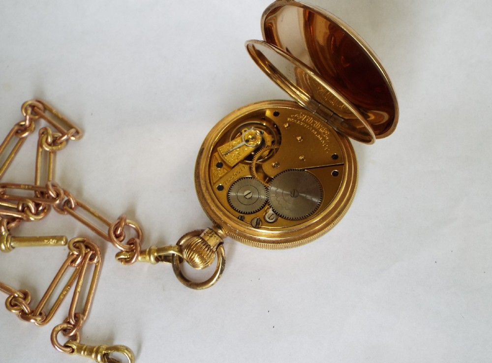 Antique Waltham pocket watch and double albert View IV