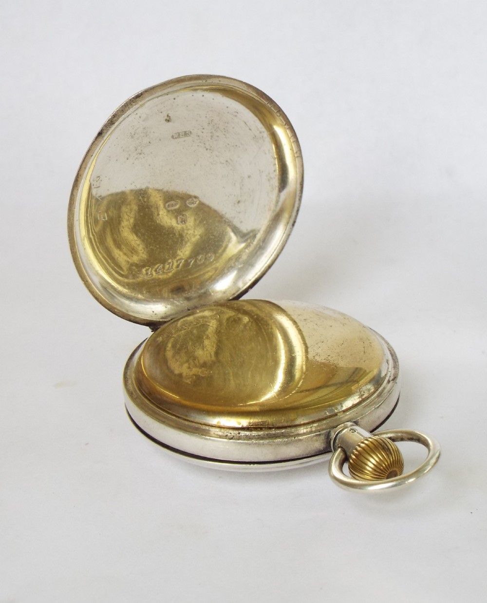 Buren silver half hunter pocket watch, 1919 View V