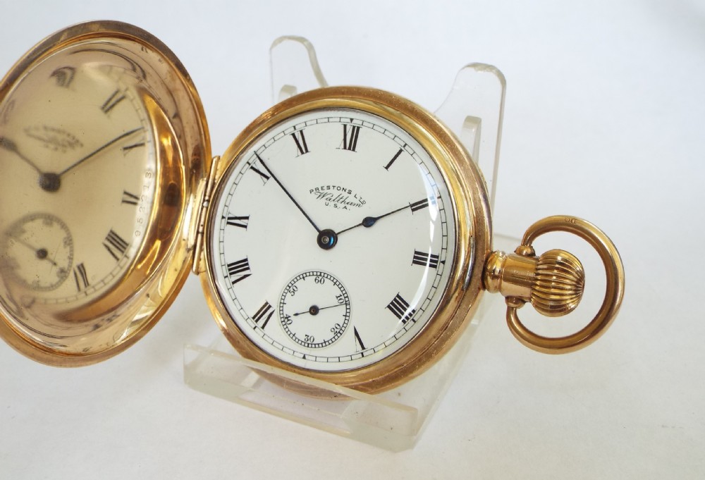 Rare Preston Senior hunter pocket watch by Waltham