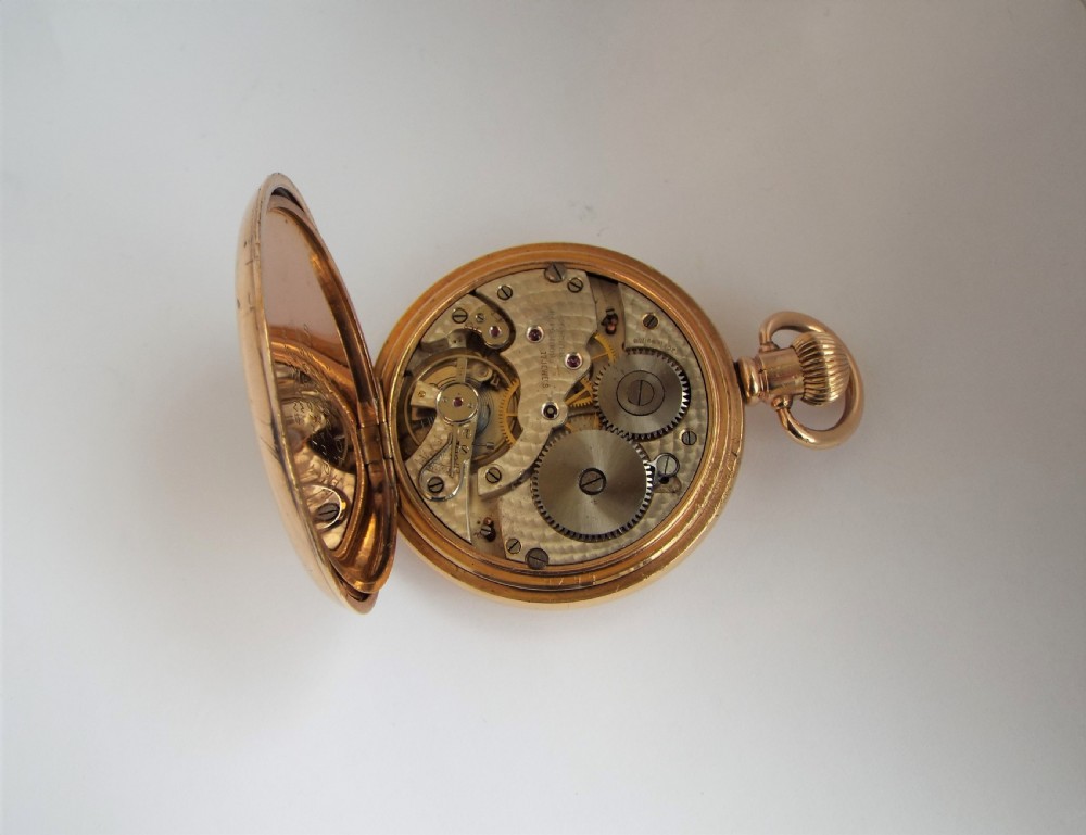 1920s Swiss half hunter pocket watch View V
