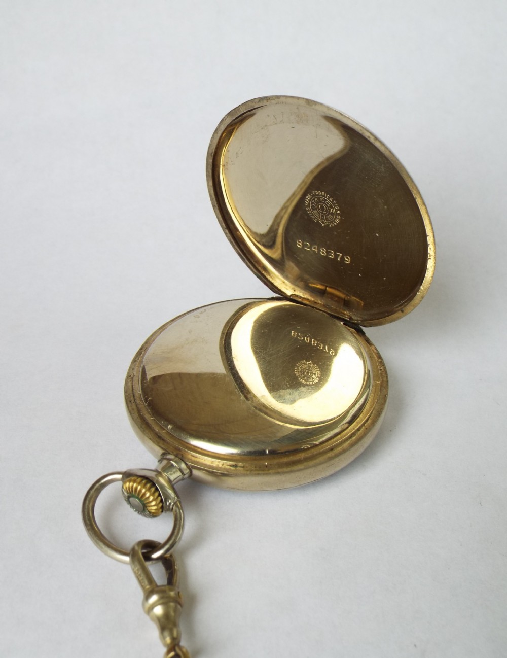1930s Omega pocket watch and double albert View IV