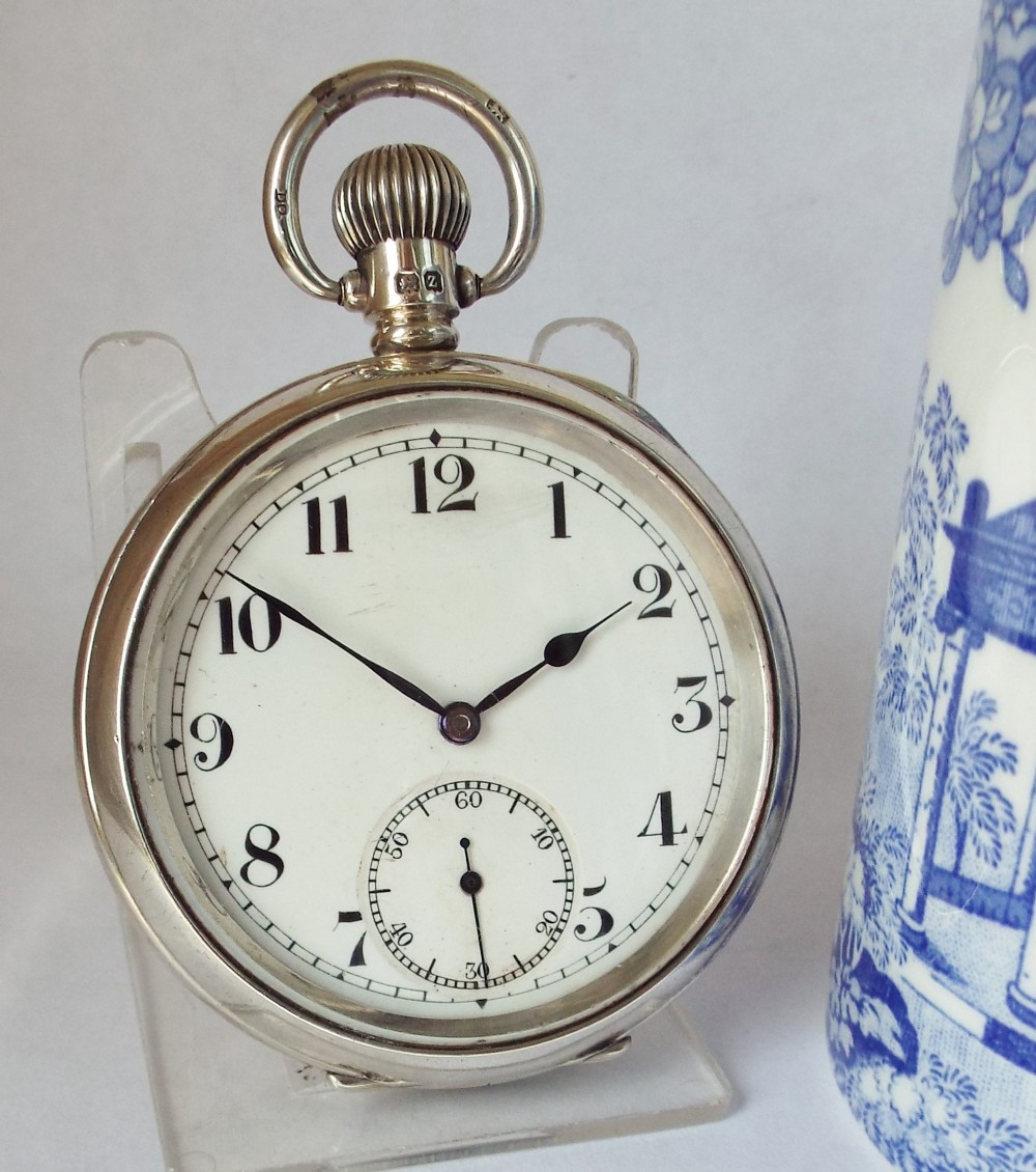 A 1920s silver Erlim stem winding pocket watch.