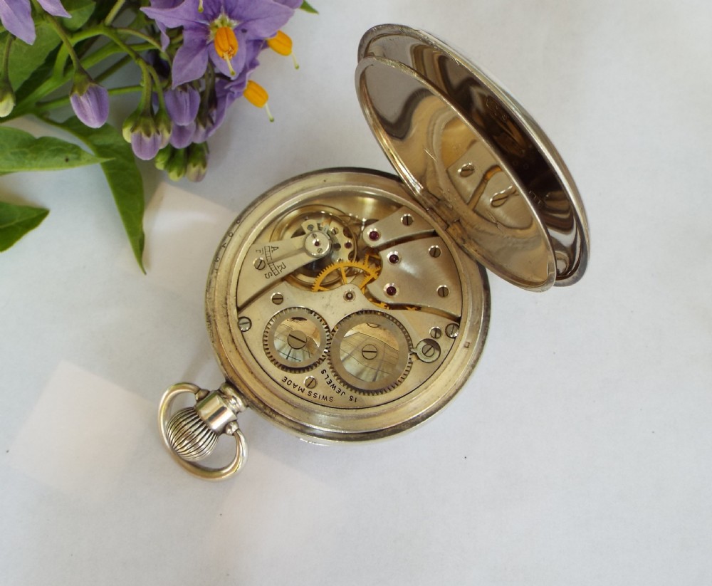Antique silver Dennison pocket watch, 1919 View II