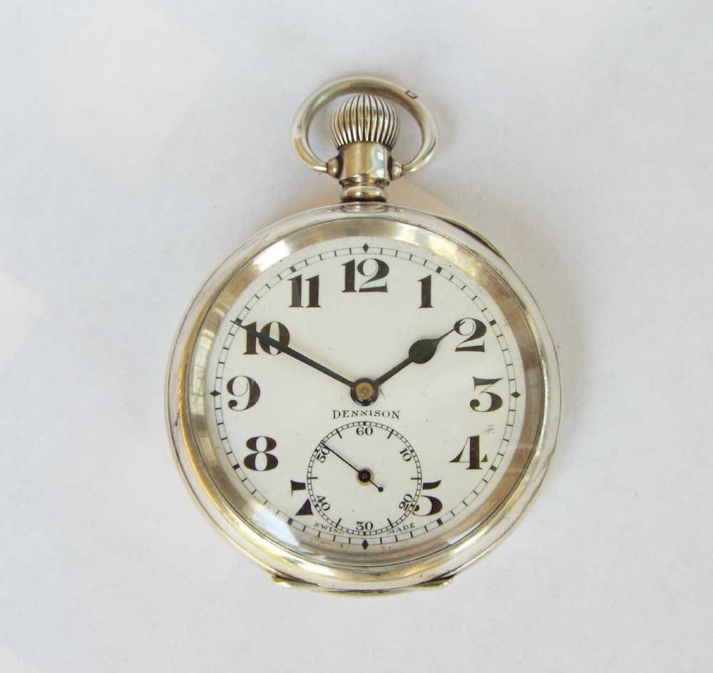 Antique silver Dennison pocket watch, 1919 View V