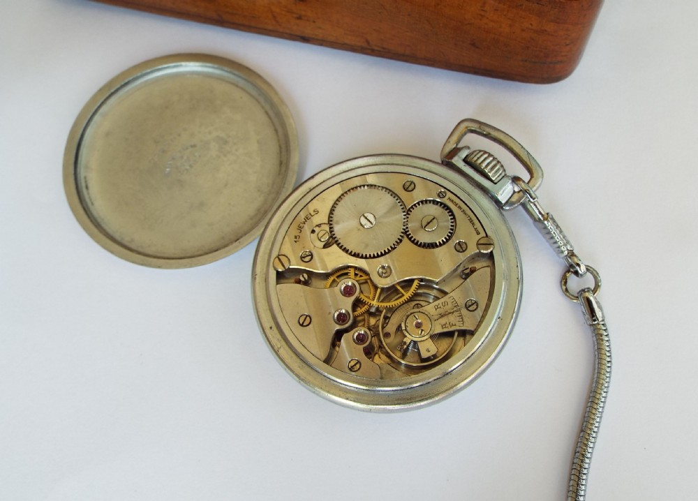 1940s Superva pocket watch and chain  View II