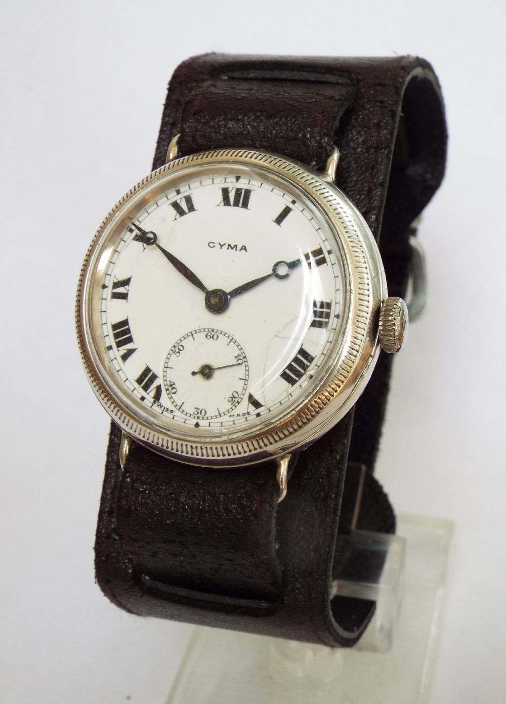 Gents 1914 silver Cyma trench watch