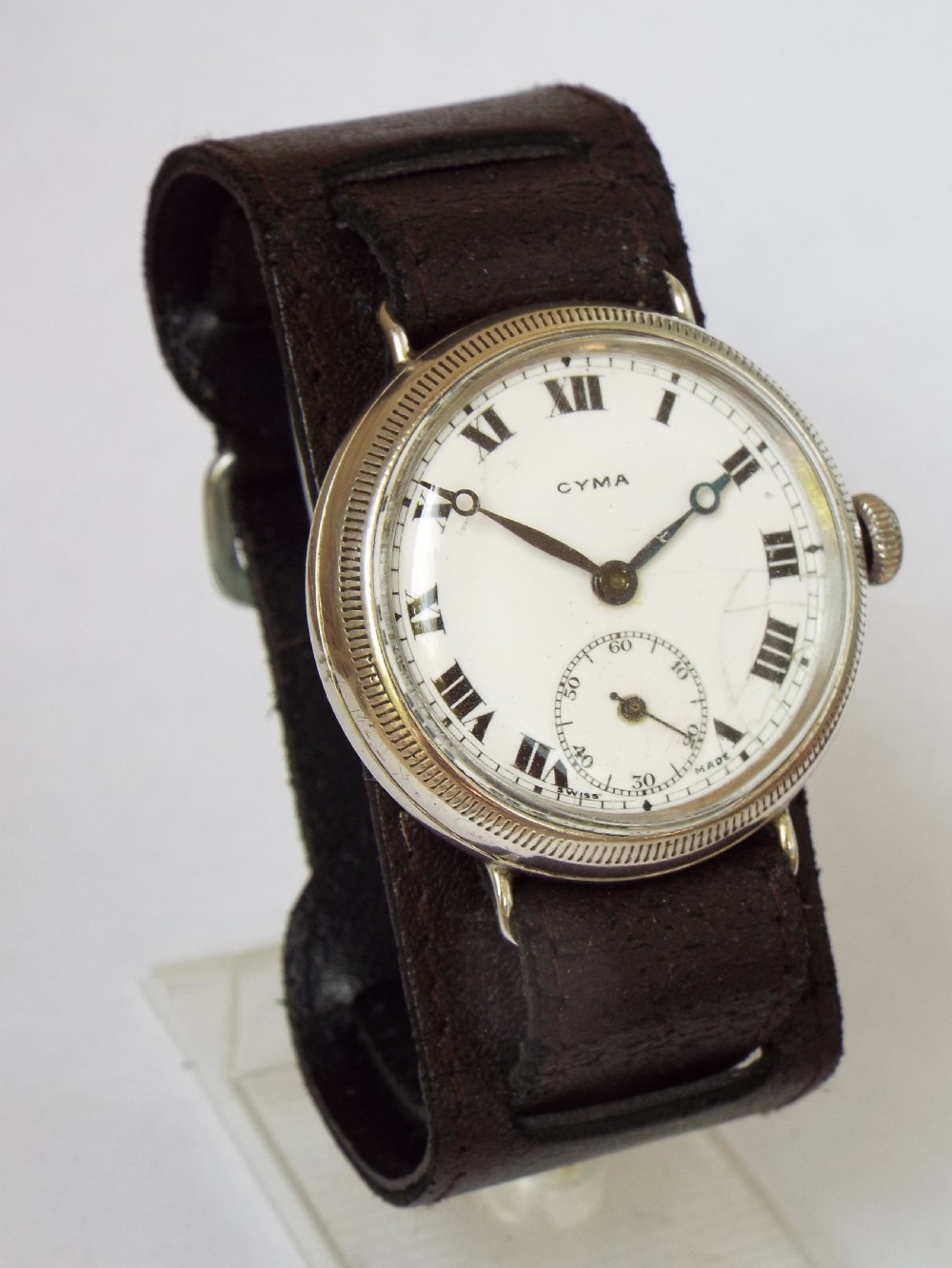 Gents 1914 silver Cyma trench watch View II