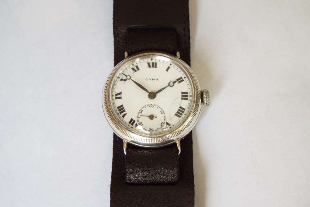 Gents 1914 silver Cyma trench watch View V