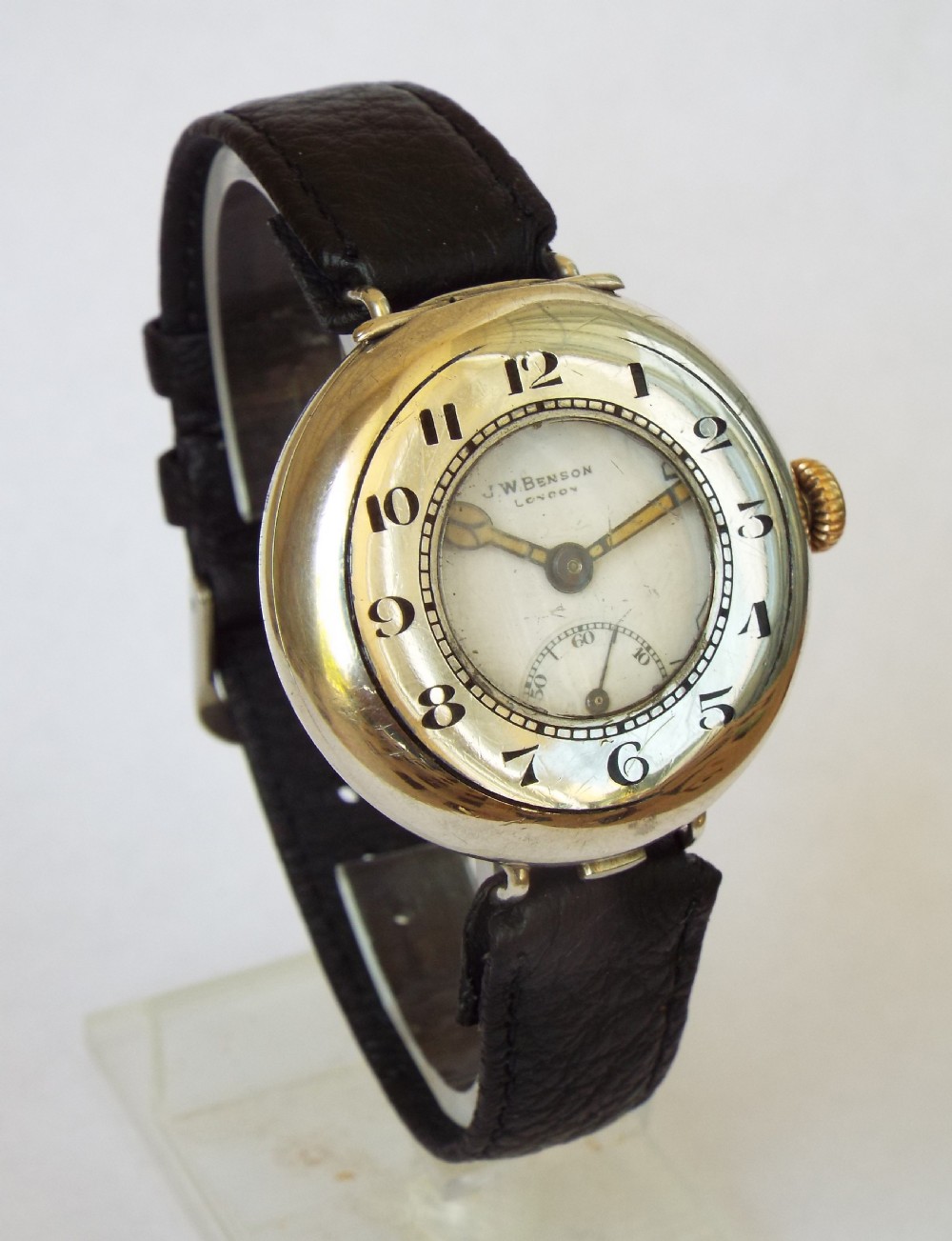 WW1 silver half hunter gents watch, J W Benson