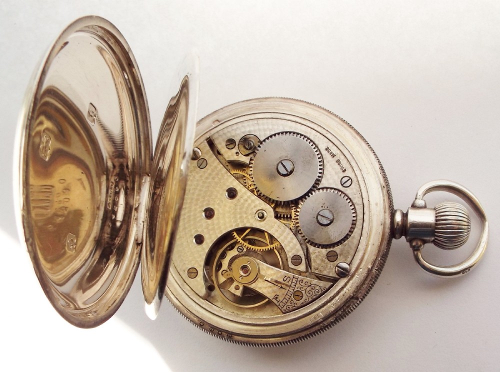 An antique silver pocket watch, 1918. View V