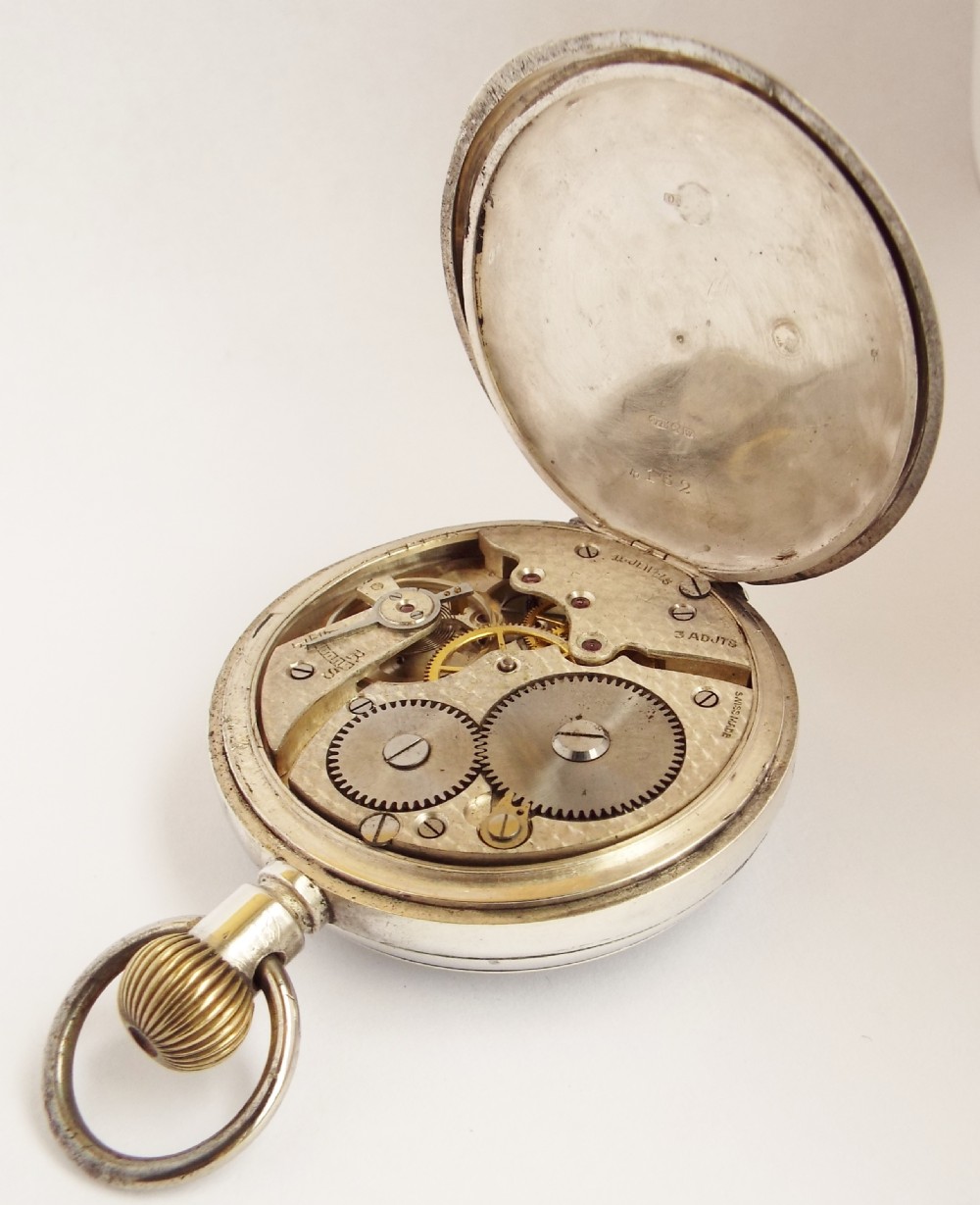 A 1920 silver stem winding pocket watch. View IV