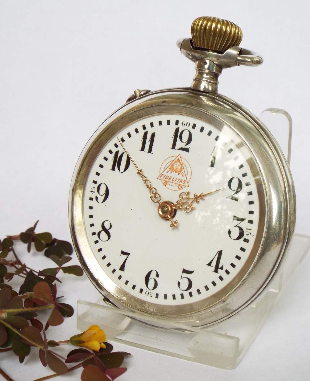 Silver Fidelitas pocket watch, Blum & Ostersetzer