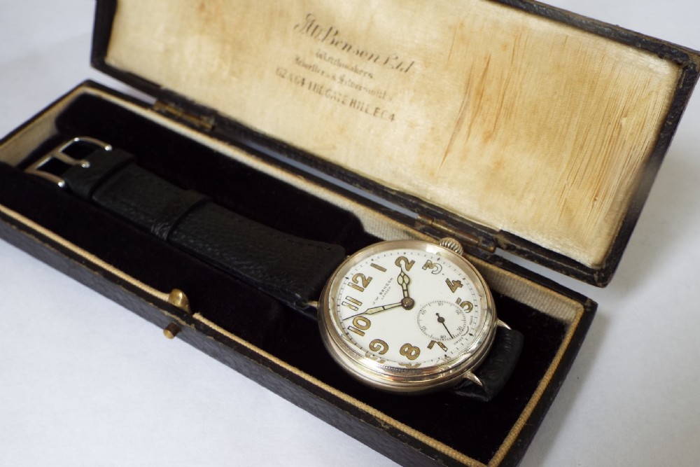 Gents 1931 silver wrist watch from J W Benson View III