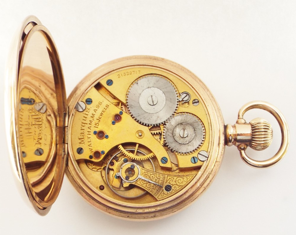 Antique 1917 Waltham Marquis pocket watch. View V
