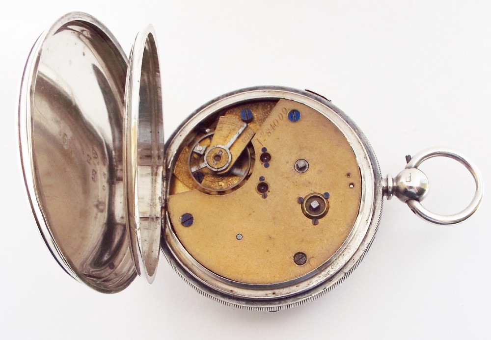 Antique 1890 silver fusee centre seconds chronograph. View IV
