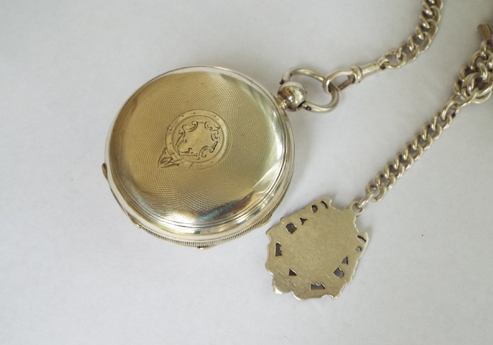Antique silver Waltham pocket watch and albert View IV