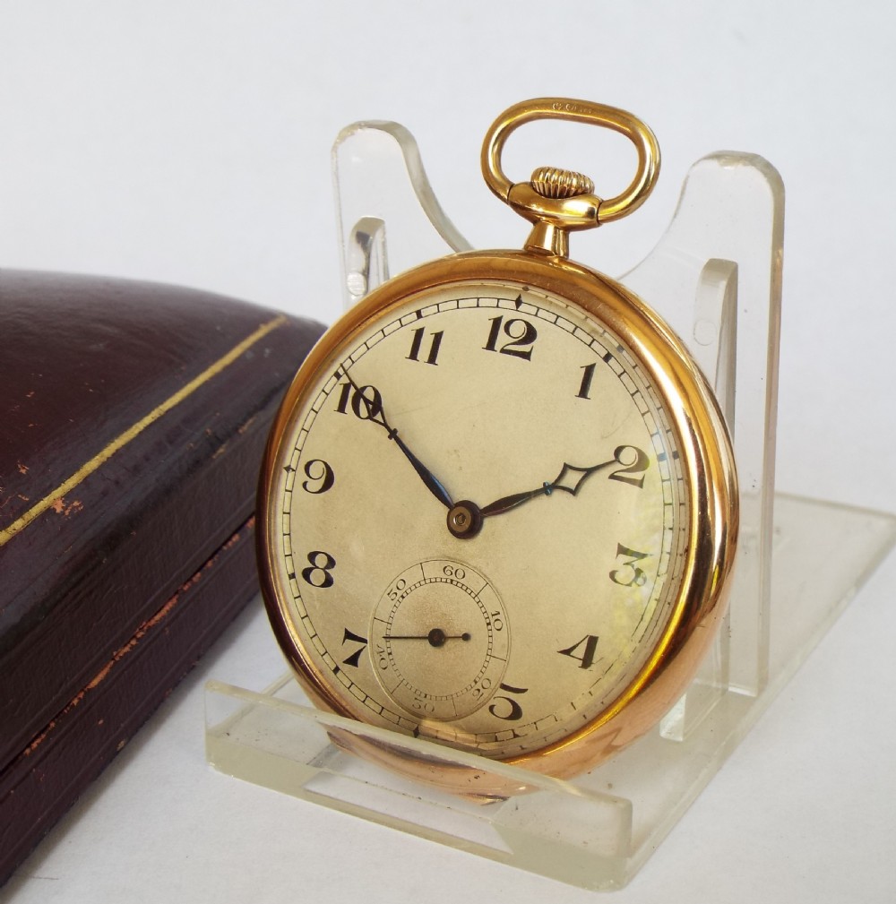 Boxed 9ct gold Thommen pocket watch, 1923