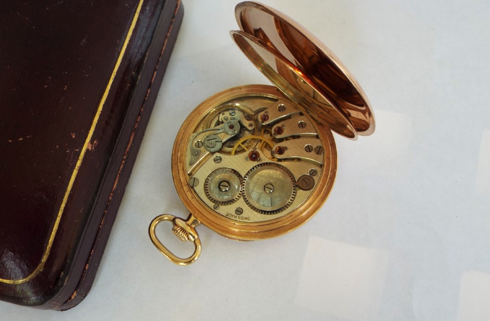 Boxed 9ct gold Thommen pocket watch, 1923 View III