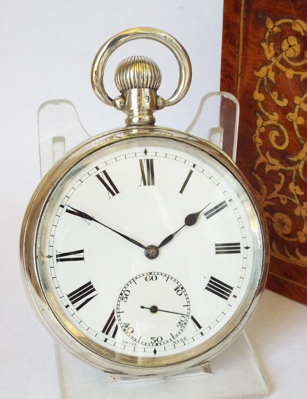 A 1920s silver Visible stem winding pocket watch.