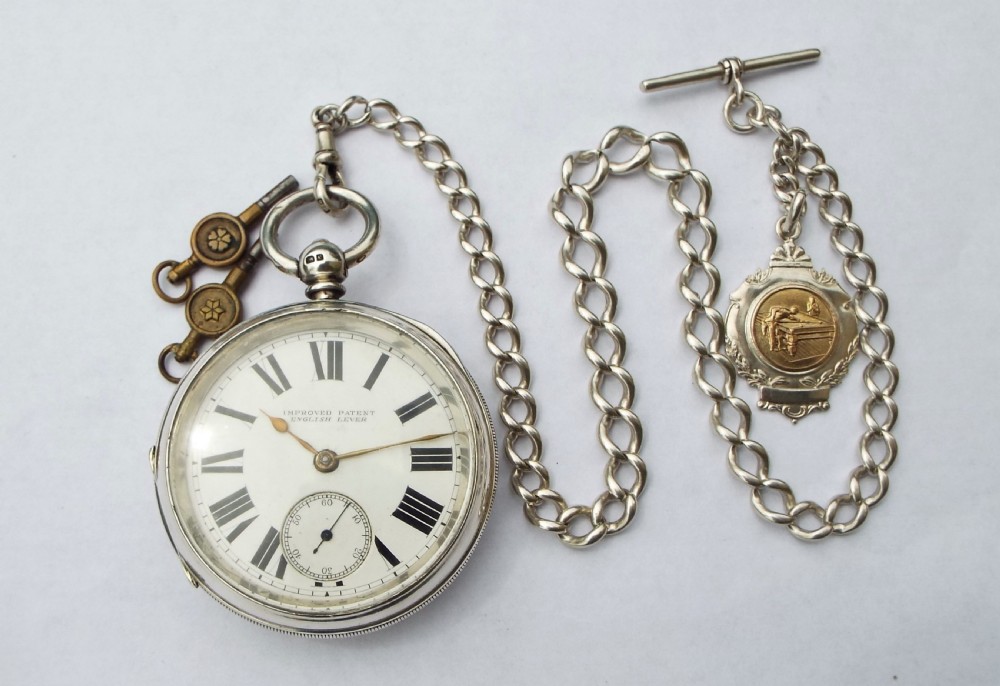 Antique silver Improved Patent watch and chain View II