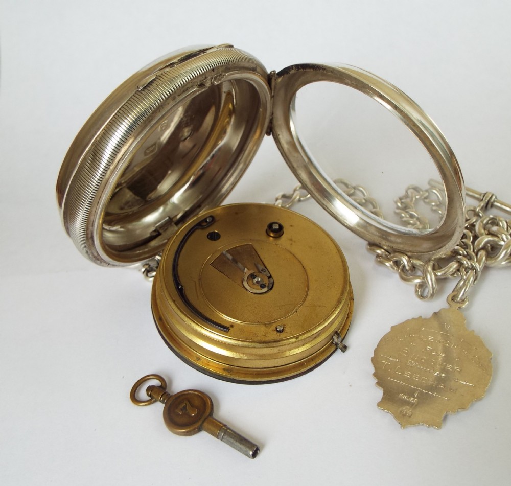 Antique silver Improved Patent watch and chain View III