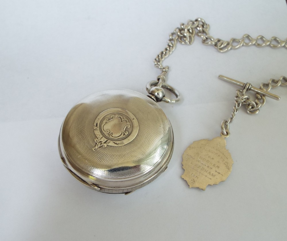Antique silver Improved Patent watch and chain View V