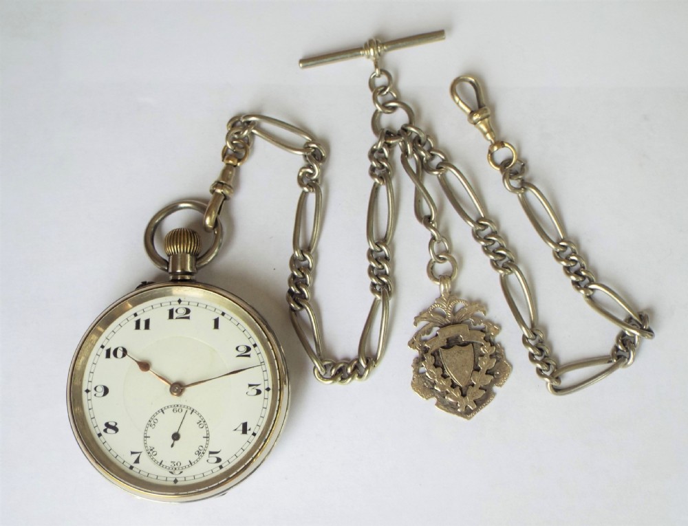 Antique Globe pocket watch and double albert View II