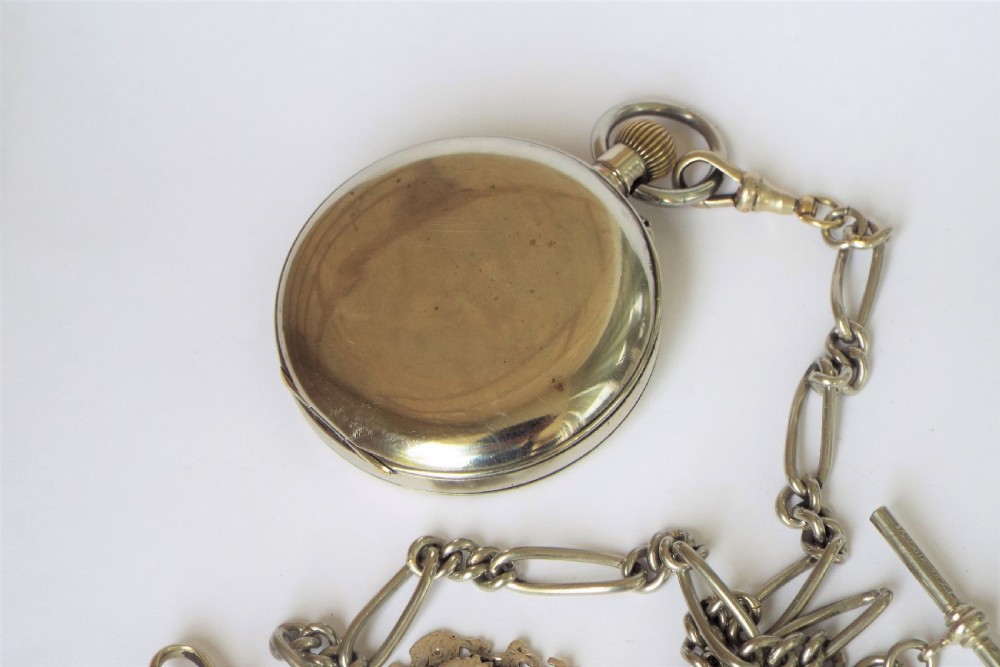 Antique Globe pocket watch and double albert View V