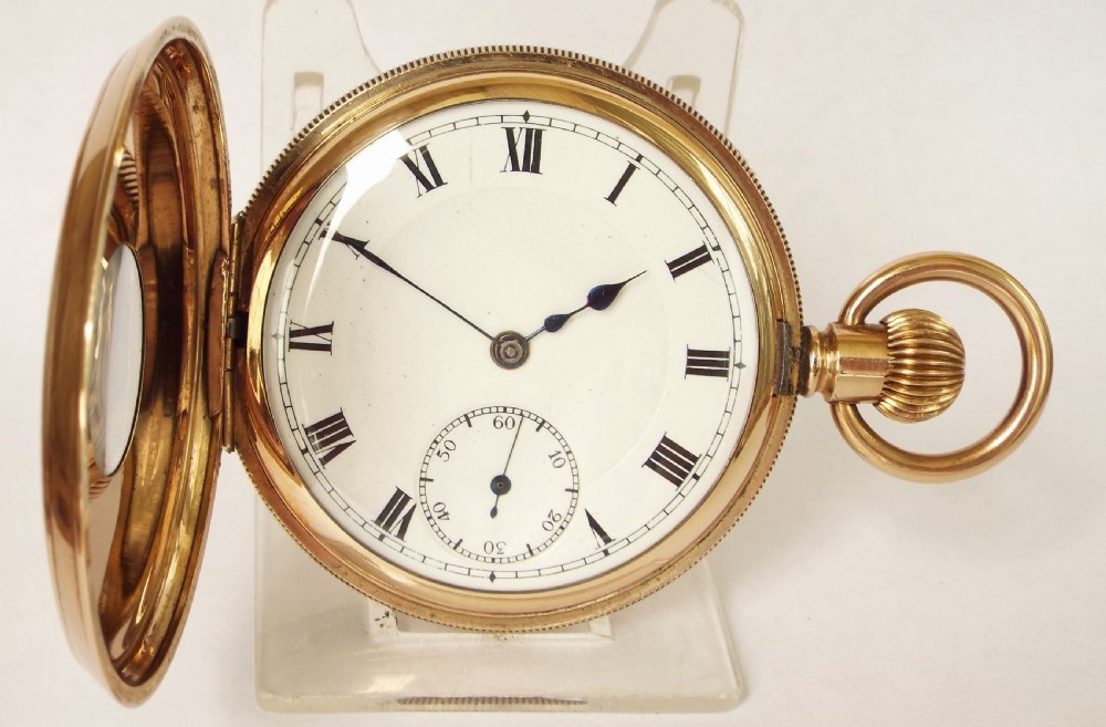 A 1920s stem winding half hunter pocket watch. View II