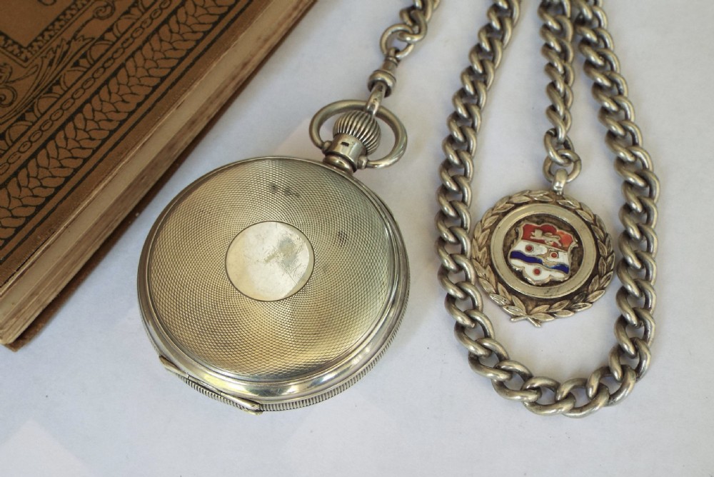 1930s silver Vertex pocket watch and albert View III