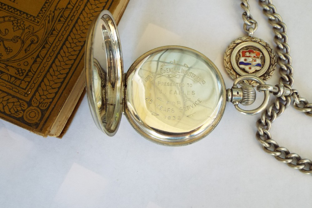 1930s silver Vertex pocket watch and albert View IV