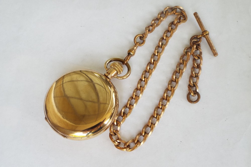 1920s Swiss open faced pocket watch and chain