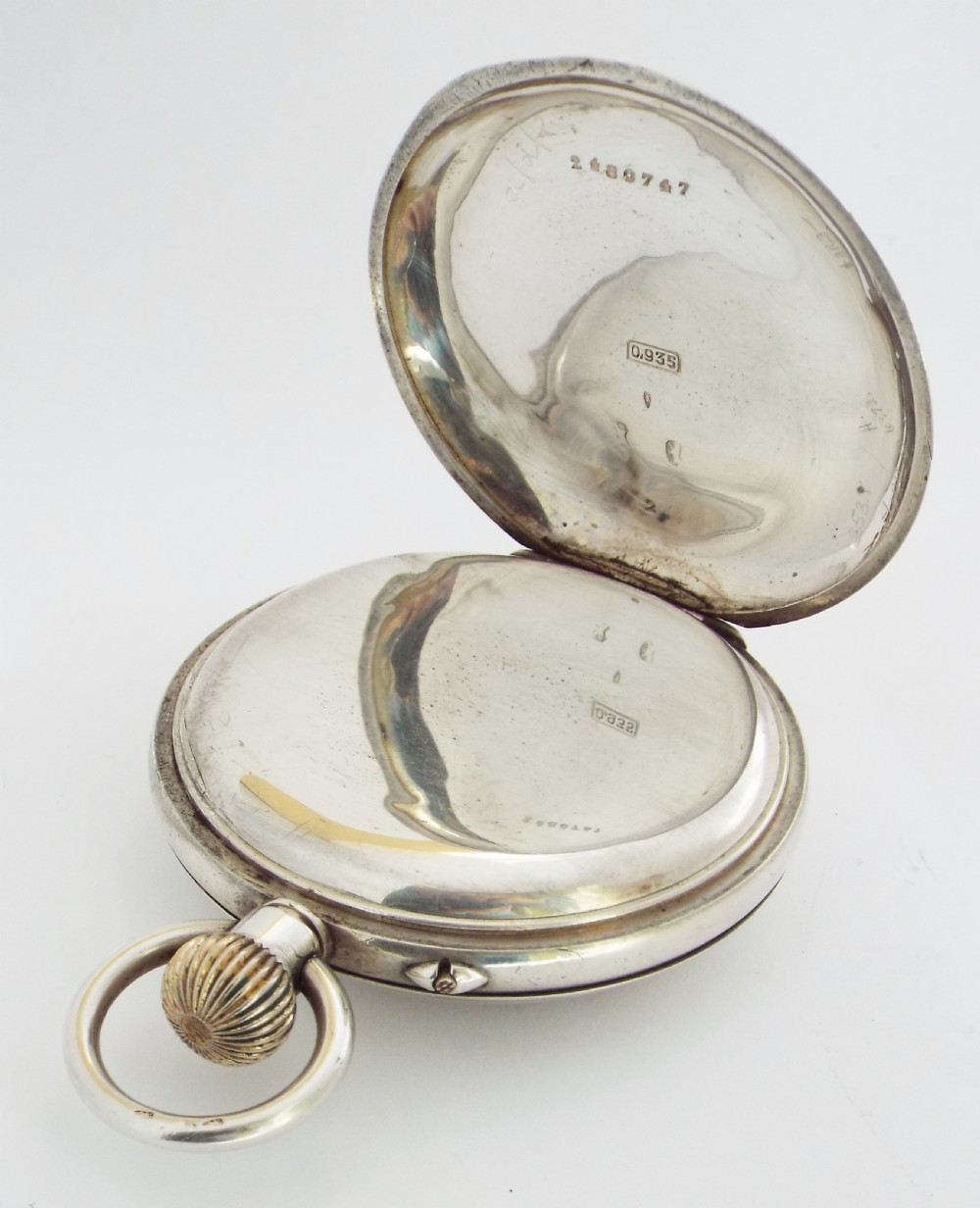 Antique Swiss silver half hunter pocket watch. View IV