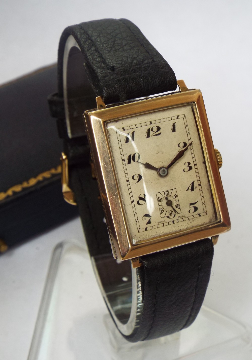 9ct gold gents wrist watch, 1930s