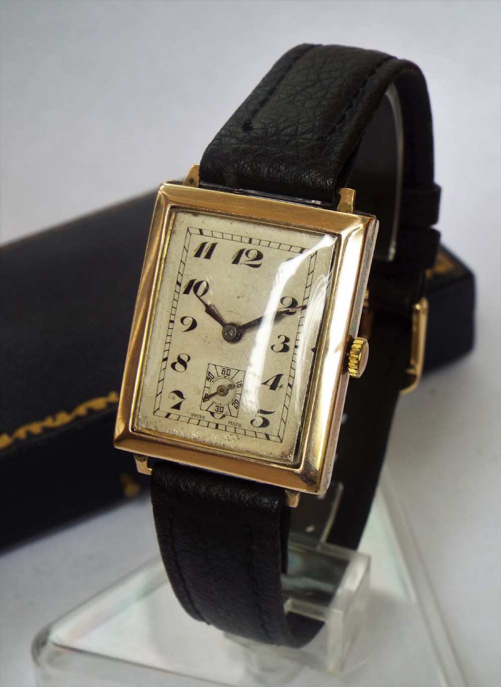9ct gold gents wrist watch, 1930s View II
